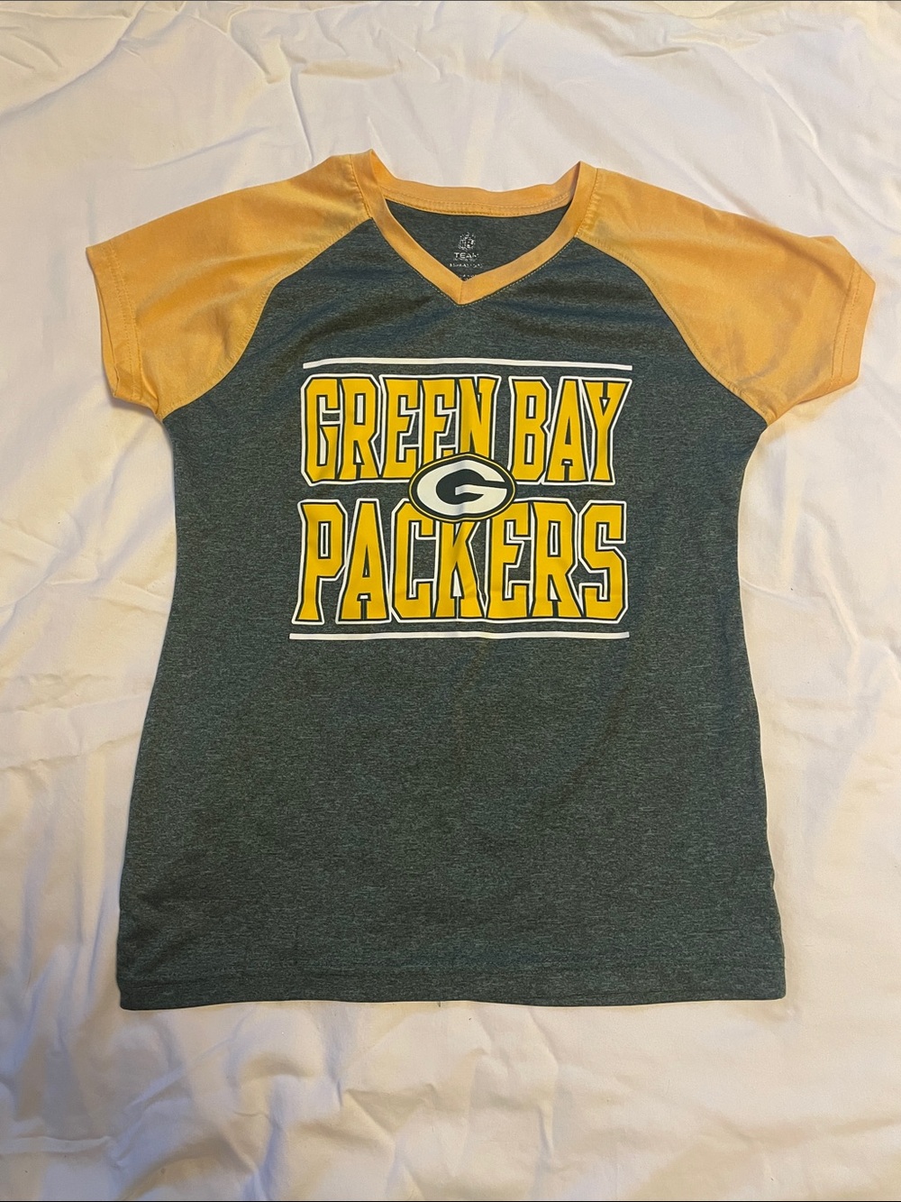 Team Apparel Green Bay Packers Kids V-Neck Tee - Green & Yellow